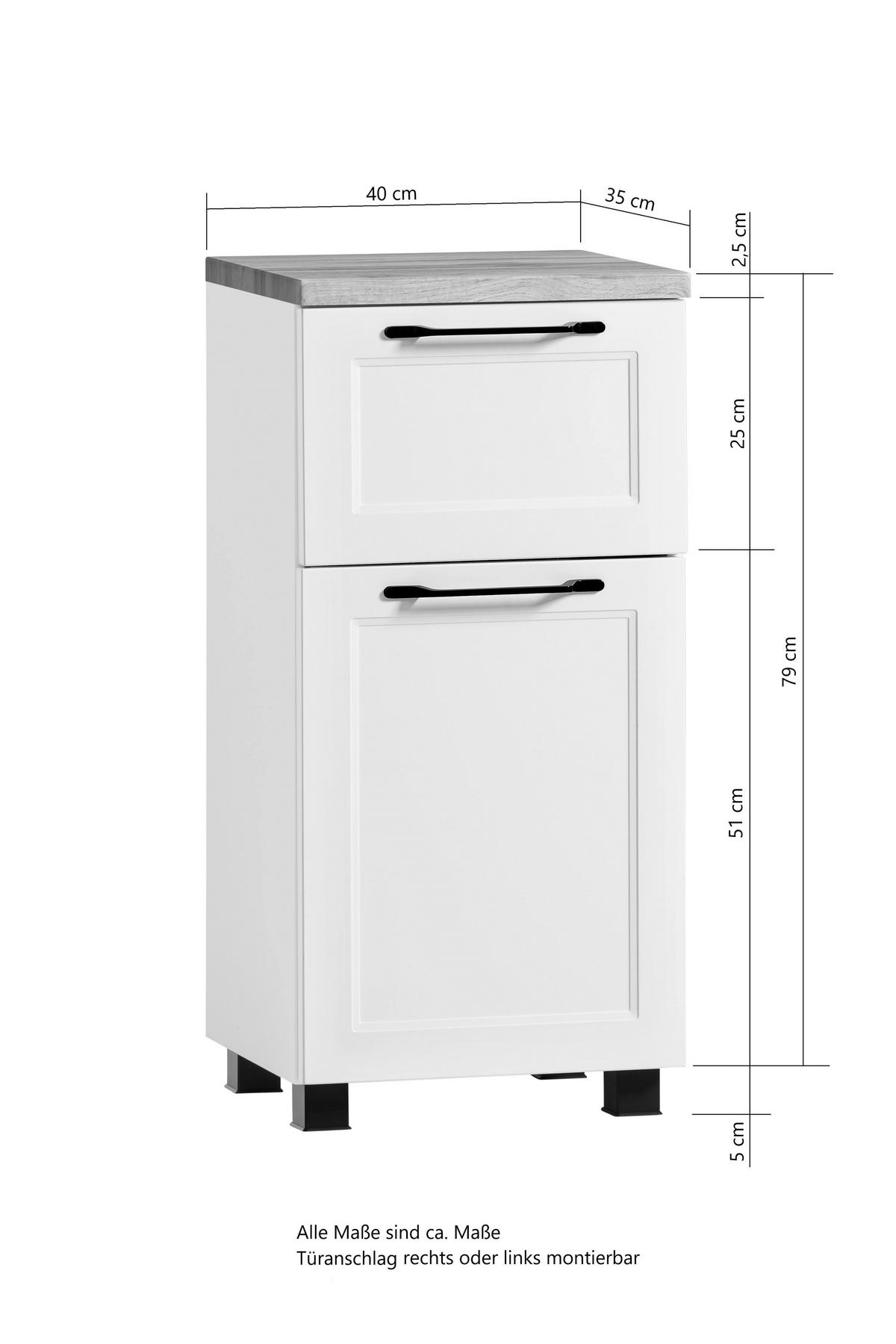 UNTERSCHRANK 40/84/35 cm   - Eiche Wotan/Schwarz, KONVENTIONELL, Holzwerkstoff/Kunststoff (40/84/35cm) - Xora