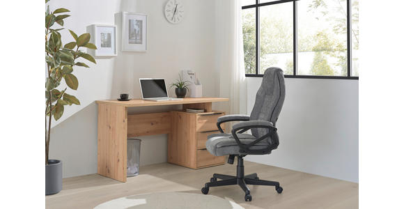 SCHREIBTISCH 138/60/76 cm in Eiche Artisan - Eichefarben/Schwarz, KONVENTIONELL, Holzwerkstoff/Metall (138/60/76cm) - Venda