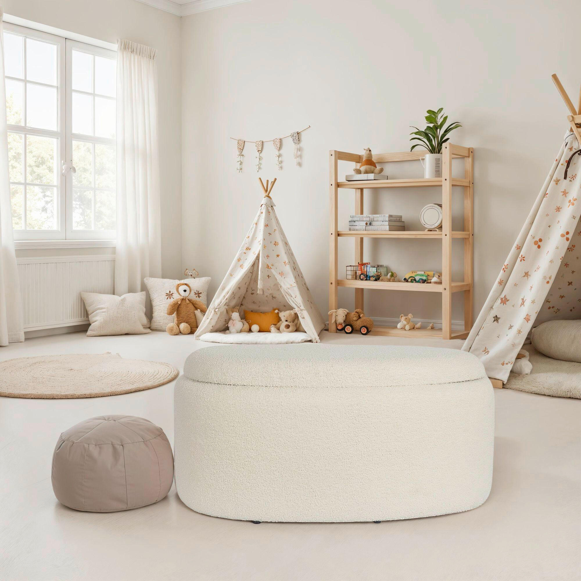 HOCKER Creme  - Creme, Design, Textil (81/40/62cm) - MID.YOU