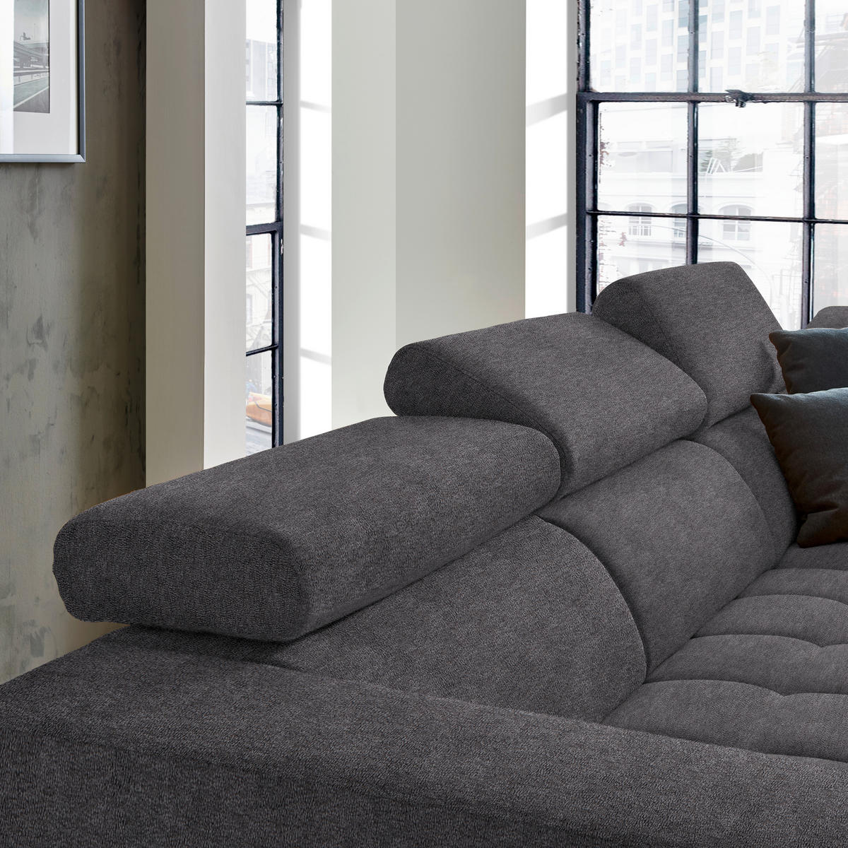 ECKSOFA  in Mikrofaser Grau  301/207 cm  - Schwarz/Grau, Design, Textil/Metall (301/207cm) - Xora