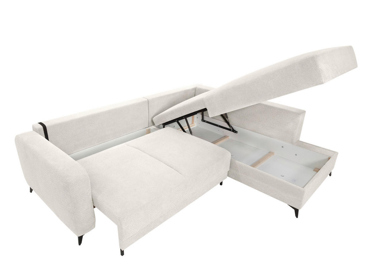 ECKSOFA CORTEZ Creme  - Creme/Schwarz, Design, Textil/Metall (260/215cm) - MID.YOU