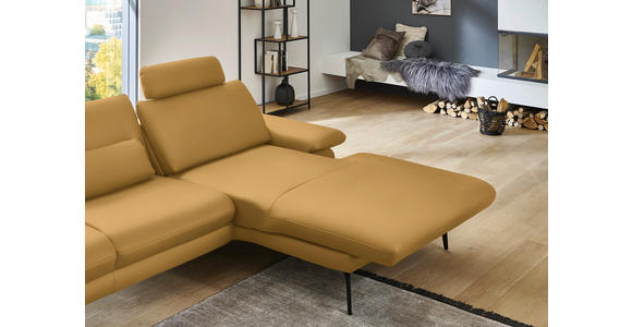 ECKSOFA in Echtleder Gelb  310/180 cm  - Gelb/Schwarz, Design, Leder/Metall (310/180cm) - Dieter Knoll