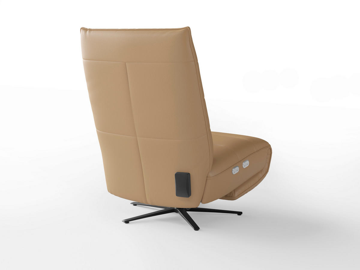 RELAXSESSEL in Leder Cappuccino  - Schwarz/Cappuccino, Basics, Leder/Metall (80/109/98cm) - Sit & More