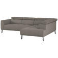 ECKSOFA in Webstoff Greige  280/205 cm  - Greige/Schwarz, Design, Textil/Metall (280/205cm) - Xora