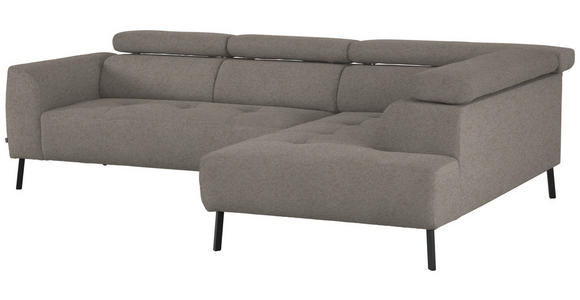 ECKSOFA in Webstoff Greige 280/205 cm - Greige/Schwarz, Design, Textil/Metall (280/205cm) - Xora
