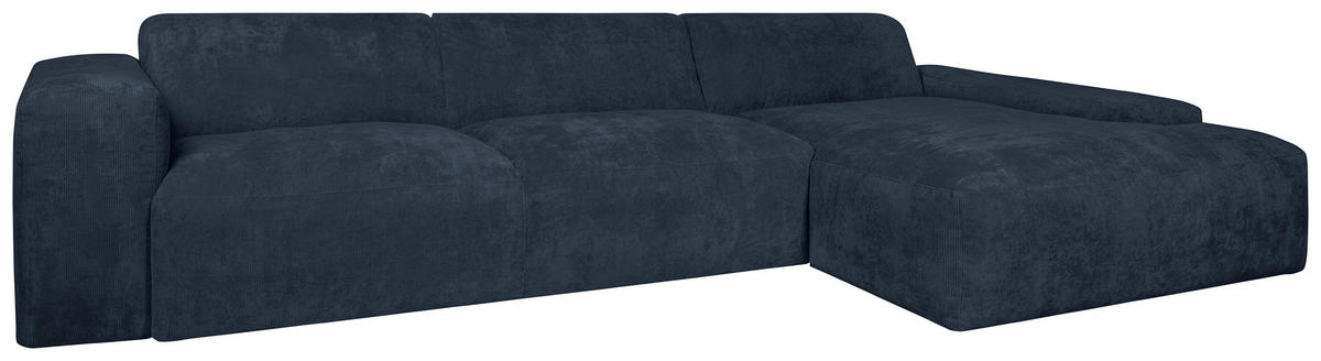 ECKSOFA HANNAH Blau Cord  - Blau/Schwarz, Design, Kunststoff/Textil (343/170cm) - MID.YOU