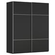 SCHWEBETÜRENSCHRANK 162/223/68 cm 2-türig Schwarz  - Alufarben/Schwarz, KONVENTIONELL, Holzwerkstoff/Metall (162/223/68cm) - Novel