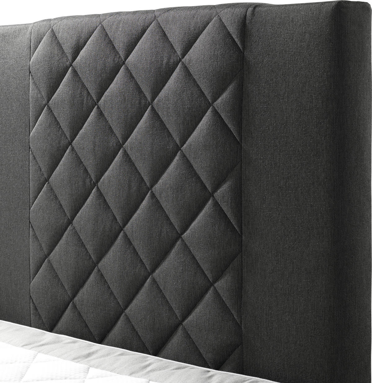 BOXSPRINGBETT 140/200 cm  in Anthrazit, Hellgrau  - Anthrazit/Hellgrau, Design, Holz/Metall (140/200cm) - Livetastic
