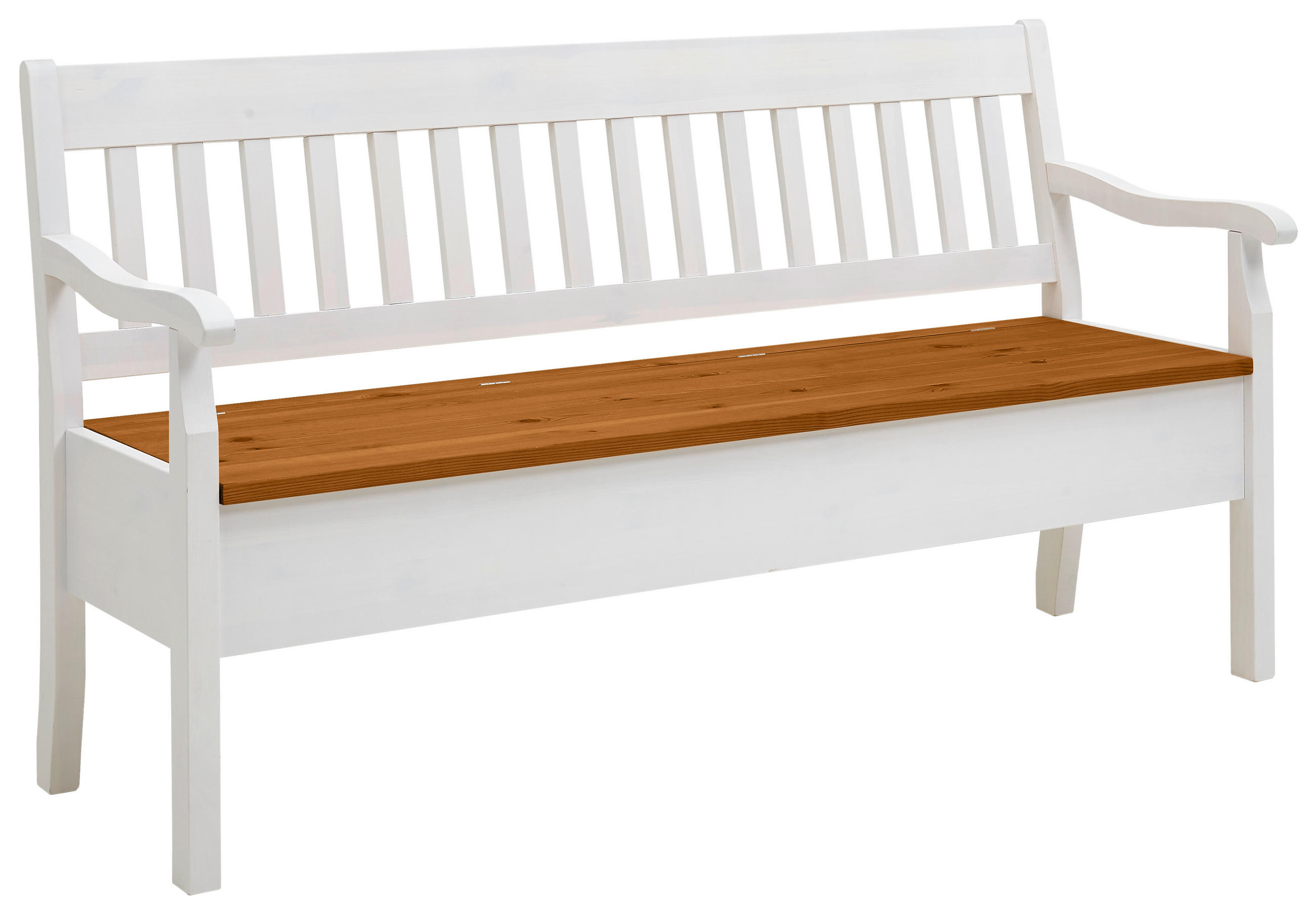 SITZBANK 169/93/58 cm Weiß, Bernsteinfarben Kiefer massiv  - Bernsteinfarben/Weiß, ROMANTIK / LANDHAUS, Holz (169/93/58cm) - Boxxx