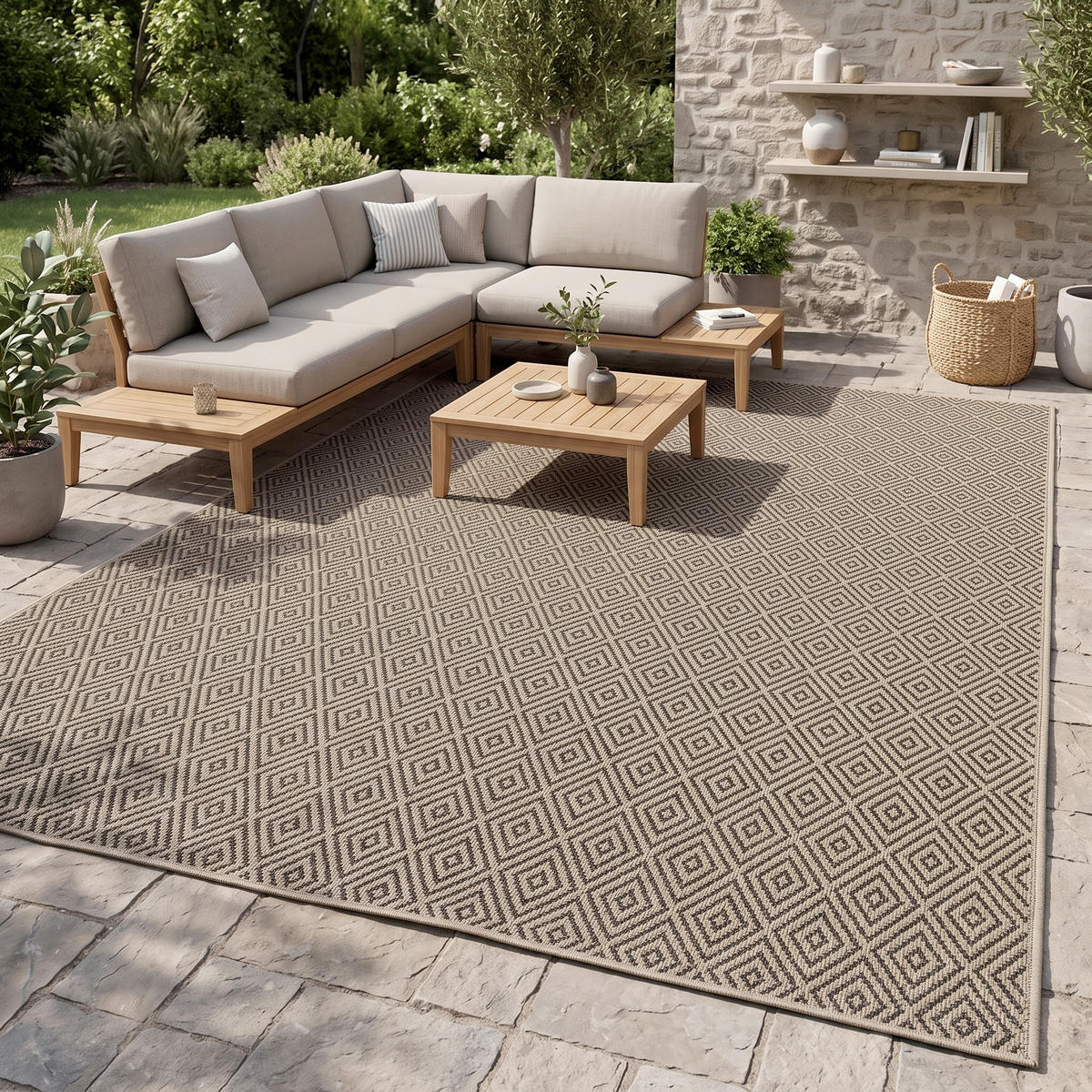 OUTDOORTEPPICH für Terrasse und Balkon 240/340 cm Kenzy Naturfarben  - Naturfarben, KONVENTIONELL, Textil (240/340cm) - Novel