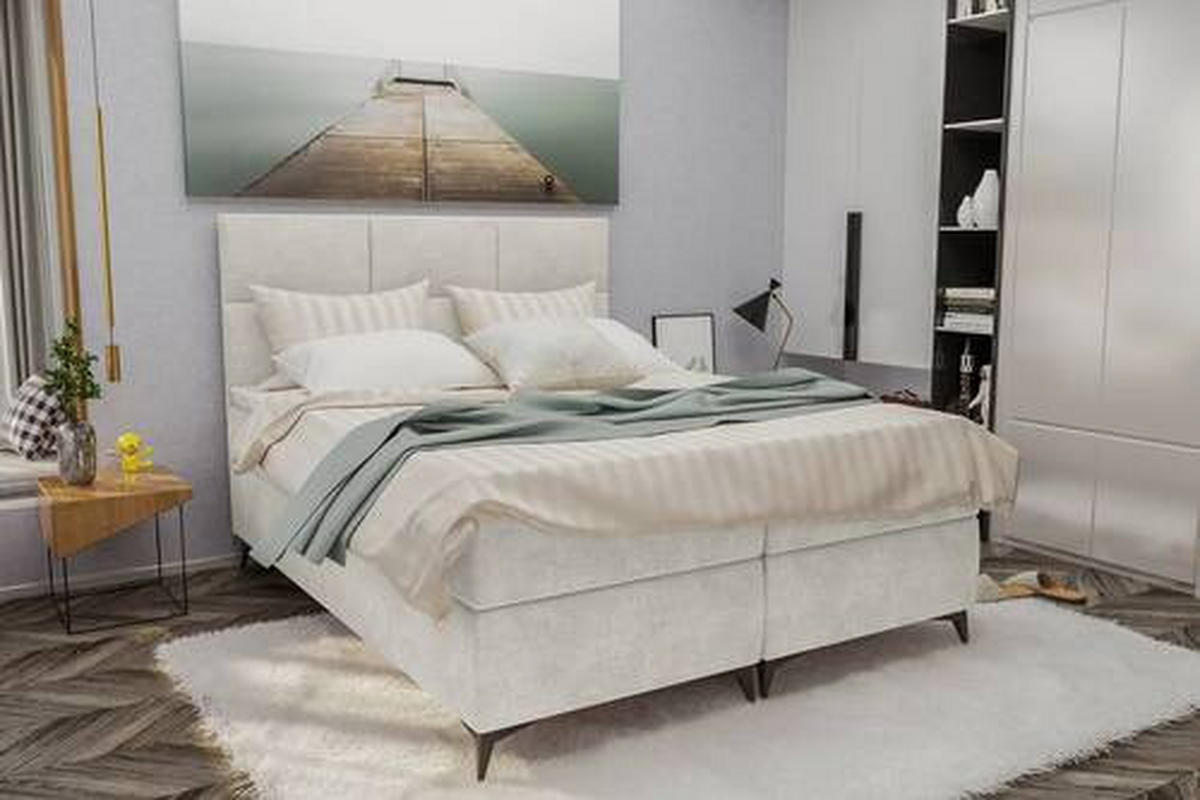 BOXBETT 160/200 cm  in Hellgrau  - Hellgrau/Schwarz, Konventionell, Textil/Metall (160/200cm) - Carryhome