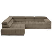 ECKSOFA Grau, Greige Mikrofaser  - Chromfarben/Greige, Design, Textil/Metall (222/326cm) - Beldomo Speed