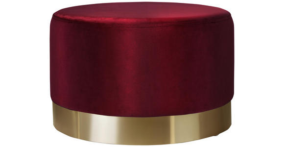 HOCKER in Metall, Textil Goldfarben, Bordeaux - Bordeaux/Goldfarben, Trend, Textil/Metall (55/35cm) - Xora