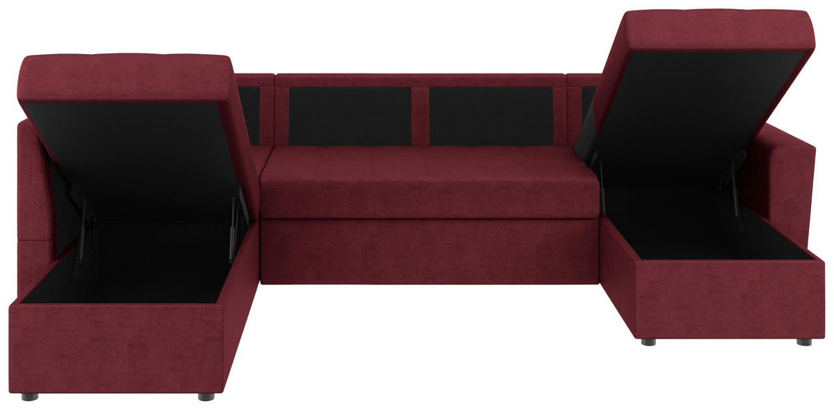 WOHNLANDSCHAFT TERMOLI Rot Jacquard  - Rot/Schwarz, Design, Kunststoff/Textil (155/296/155cm) - MID.YOU