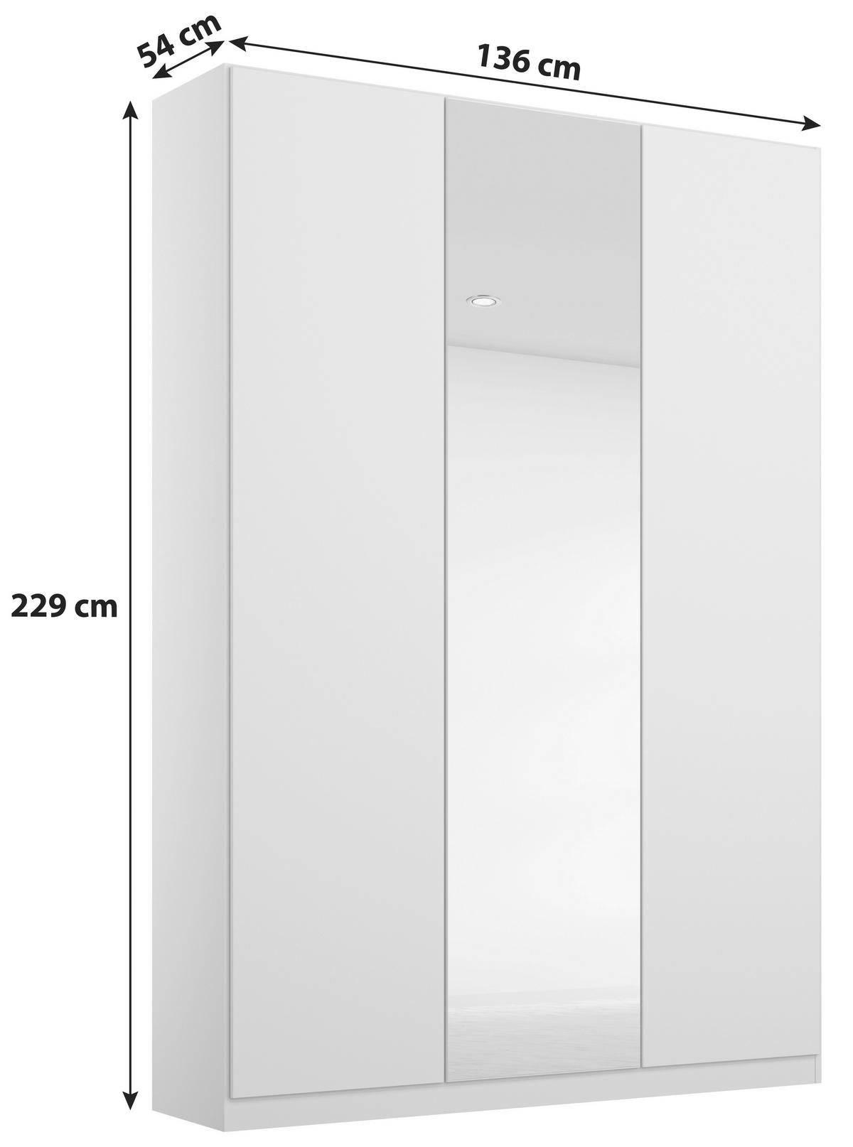 GARDEROB MED GÅNGJÄRN 136/229/54 cm 3-dörrar - ljusgrå/aluminiumfärg, Modern, trämaterial (136/229/54cm) - Rauch Möbel