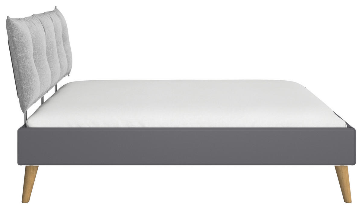 BETT 160/200 cm,  in Grau,  - Wildeiche/Grau, Design, Holz/Textil (160/200cm) - Carryhome