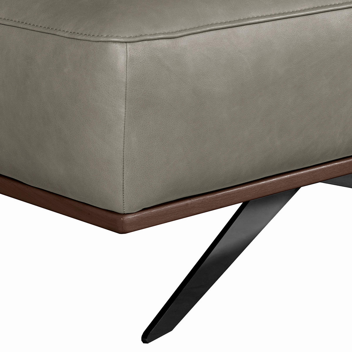 HOCKER Echtleder Cognac  - Cognac/Schwarz, Design, Leder/Metall (95/46/80cm) - Livetastic