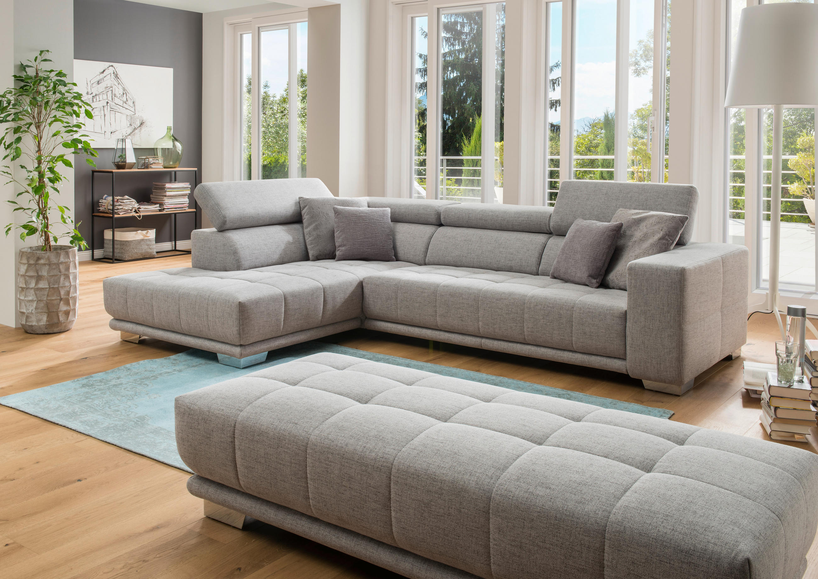 ECKSOFA in Chenille Braun  207/301 cm  - Chromfarben/Braun, Design, Textil (207/301cm) - Xora