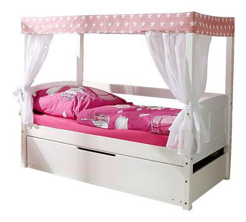 POSTEĽ S NEBESAMI, 80/160 cm ružová, biela - biela/ružová, Modern, drevo (80/160cm) - MID.YOU