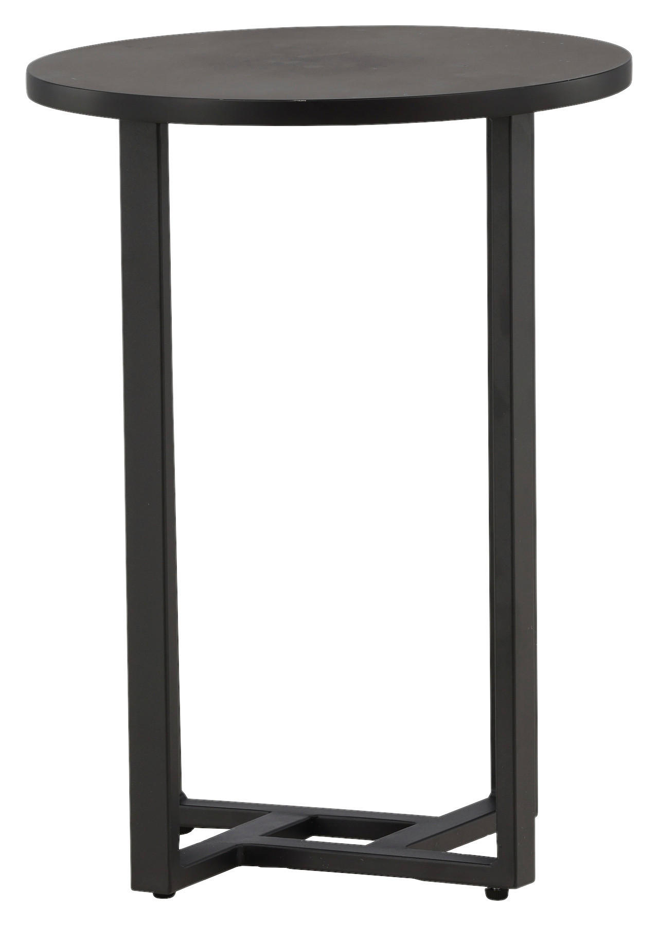 COUCHTISCH furniert 40/40/55 cm rund Schwarz  - Schwarz, Design, Holzwerkstoff/Metall (40/40/55cm) - Livetastic