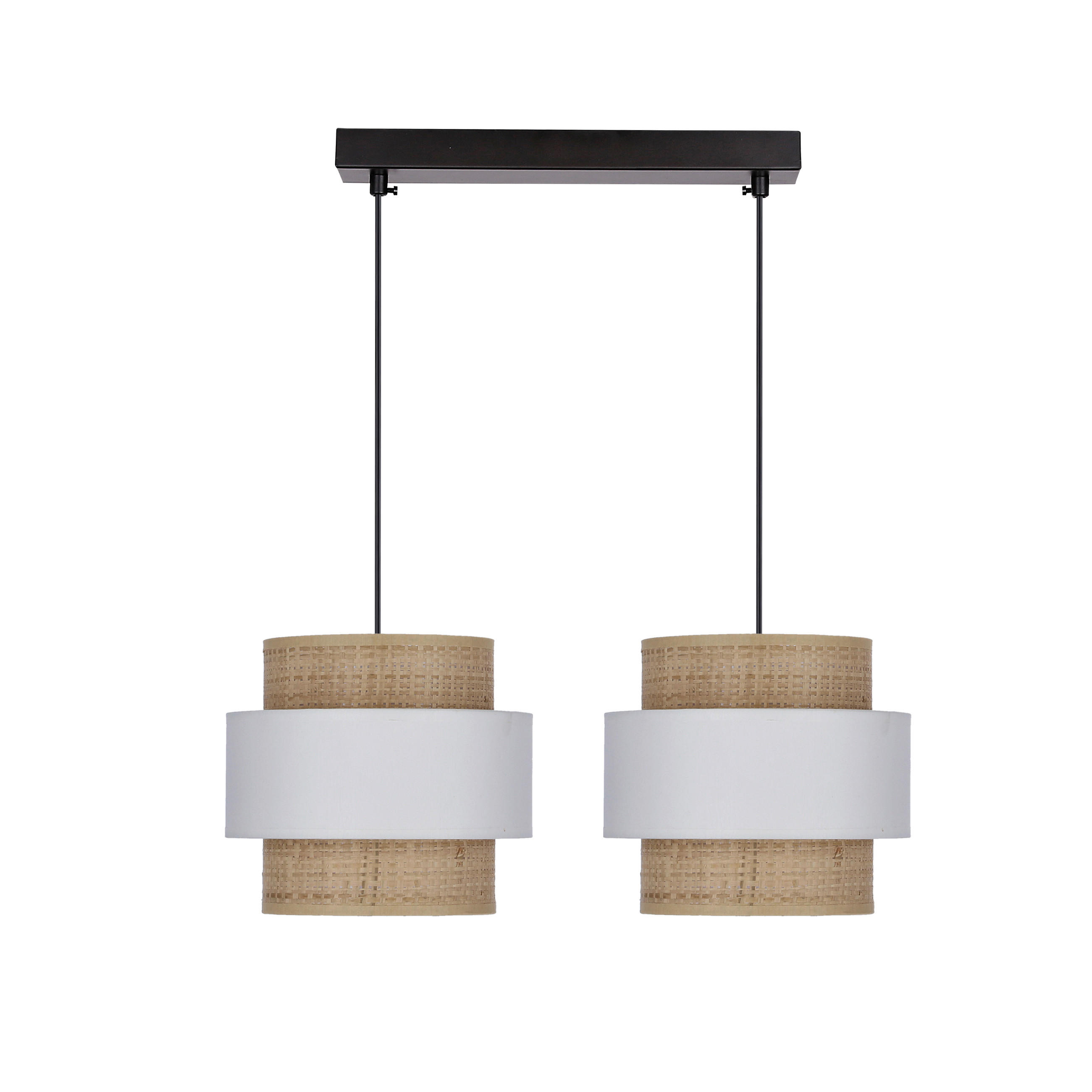 PENDELLEUCHTE Rattan 50/20/100 cm   - Creme/Schwarz, Natur, Kunststoff/Metall (50/20/100cm)