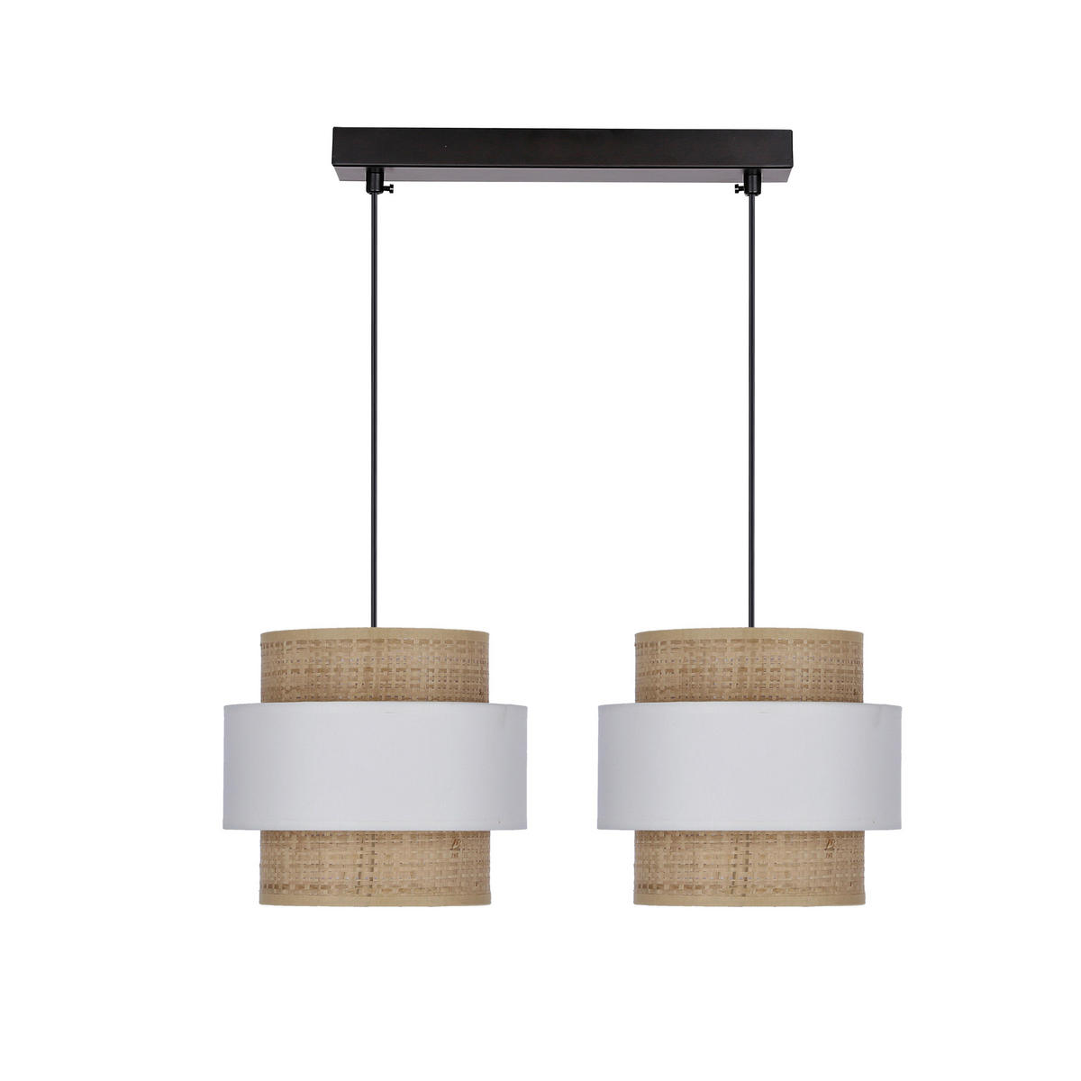 PENDELLEUCHTE Rattan 50/20/100 cm   - Creme/Schwarz, Natur, Kunststoff/Metall (50/20/100cm)