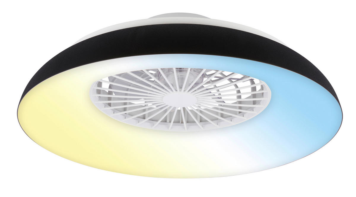 Deckenleuchte mit Ventilator 60/19 cm  - Schwarz/Weiß, Design, Kunststoff (60/19cm)