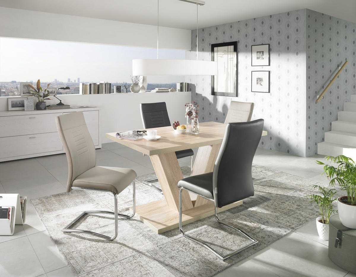 SCAUN BUCATARIE din metal, textil crem, maro închis  - crem/culoare crom, Design, metal/textil (43/98/60cm) - Carryhome