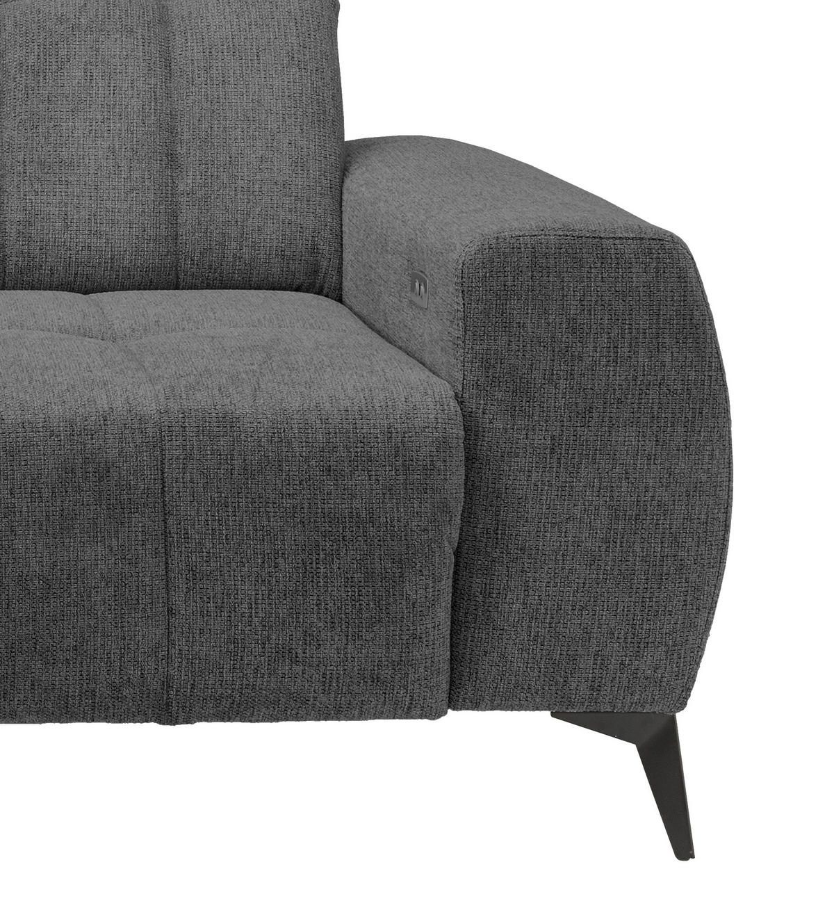 ECKSOFA in Chenille Anthrazit  - Anthrazit/Schwarz, Modern, Textil/Metall (200/261cm) - Livetastic