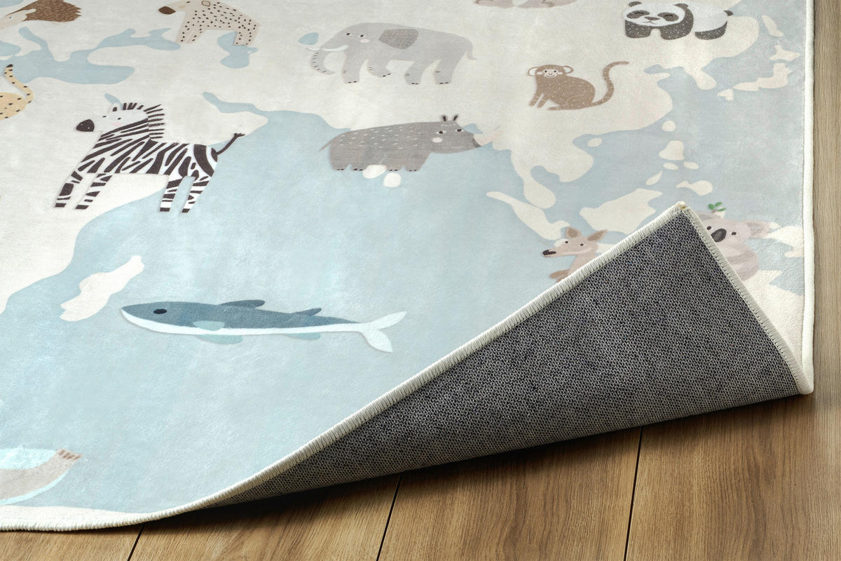 KINDERTEPPICH 160 cm Living Zoonia Creme, Multicolor, Pastellblau rund  - Pastellblau/Multicolor, Trend, Kunststoff/Textil (160cm) - Lindorug