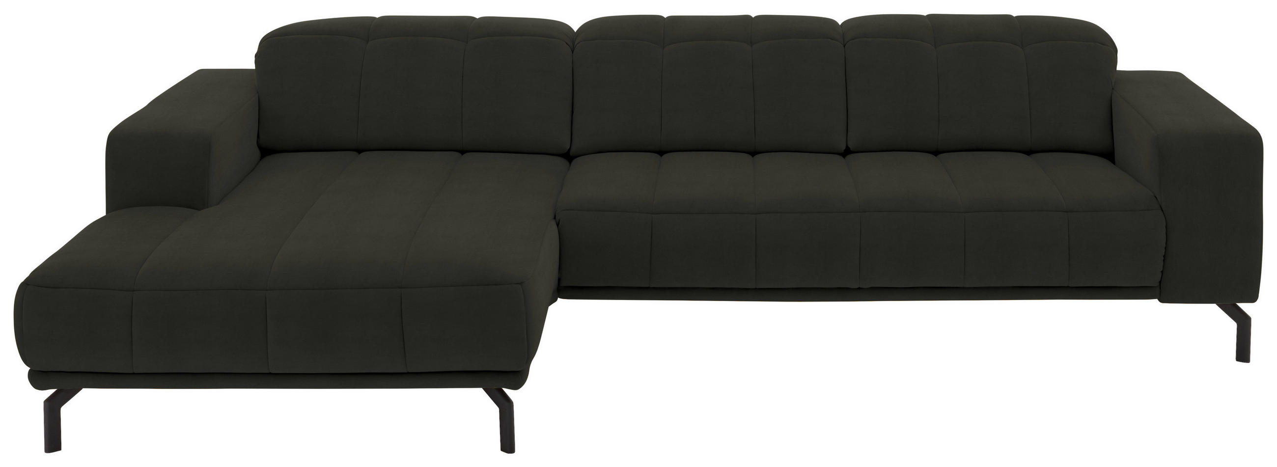ECKSOFA in Velours Olivgrün  - Schwarz/Olivgrün, Design, Textil/Metall (195/293cm) - Beldomo Style