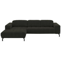 ECKSOFA in Velours Olivgrün  - Schwarz/Olivgrün, Design, Textil/Metall (195/293cm) - Beldomo Style