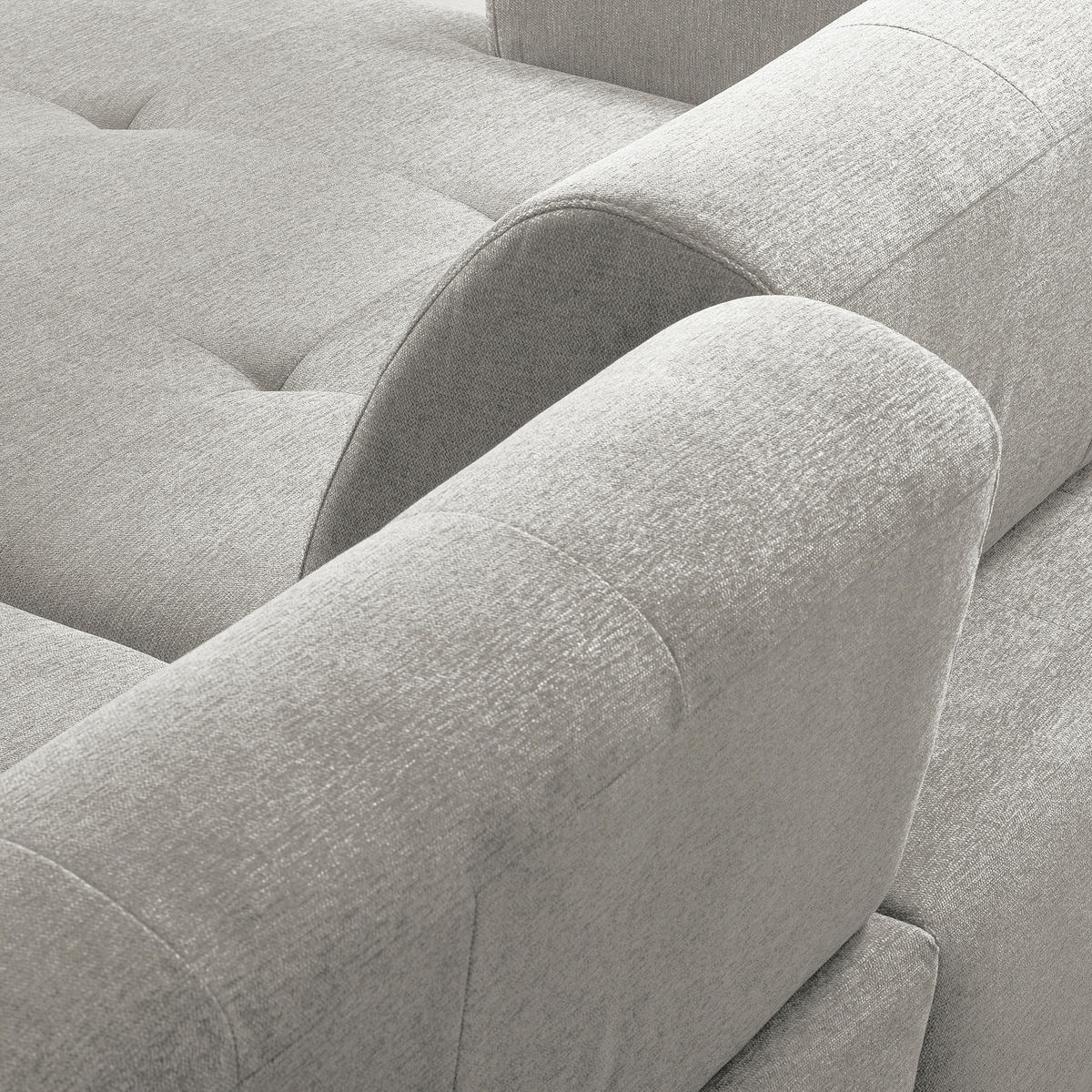 ECKSOFA AUSTIN Hellgrau Flachgewebe Sitztiefenverstellung  - Hellgrau/Schwarz, Design, Kunststoff/Textil (169/286cm) - Livetastic