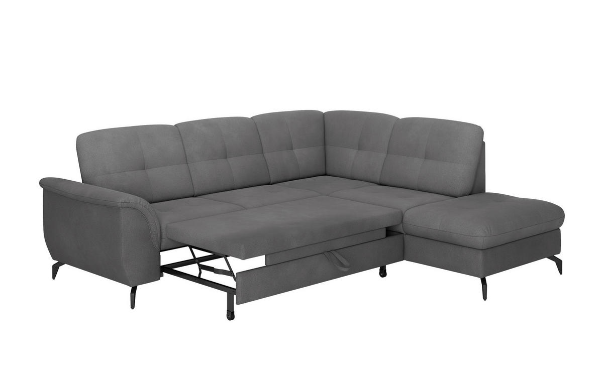 ECKSOFA ZORA E Grau Flachgewebe  - Schwarz/Grau, MODERN, Textil/Metall (244/212cm) - Sit & More