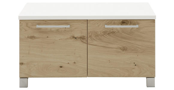 GARDEROBENBANK Balkeneiche furniert Weiß, Eichefarben  - Chromfarben/Eichefarben, Design, Holz/Metall (84/45/40cm) - Dieter Knoll