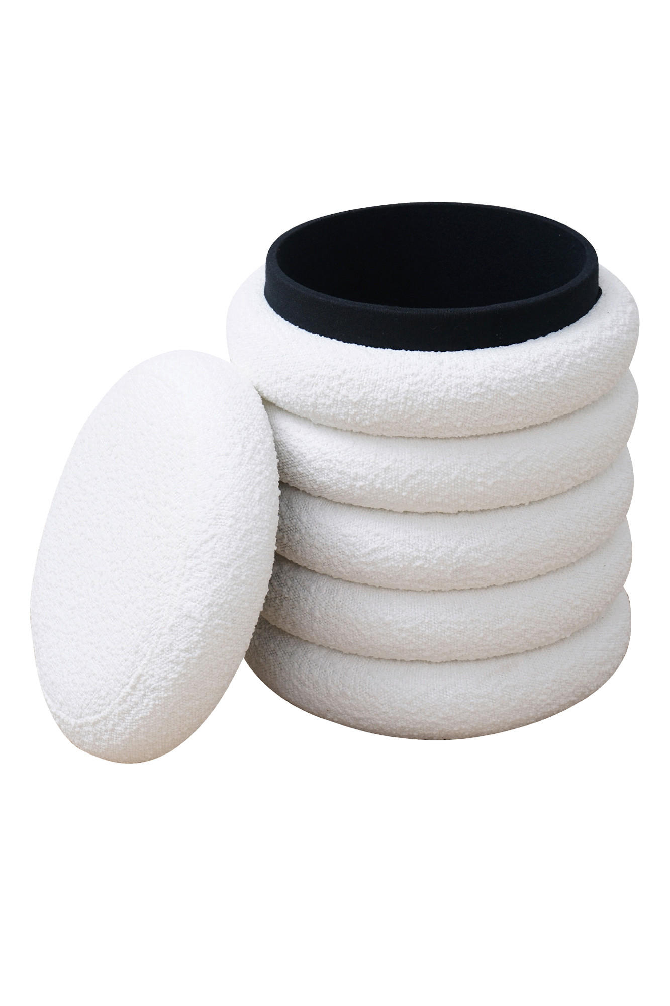 HOCKER Bouclé Weiß  - Weiß, MODERN, Textil (38/45/38cm) - Livetastic