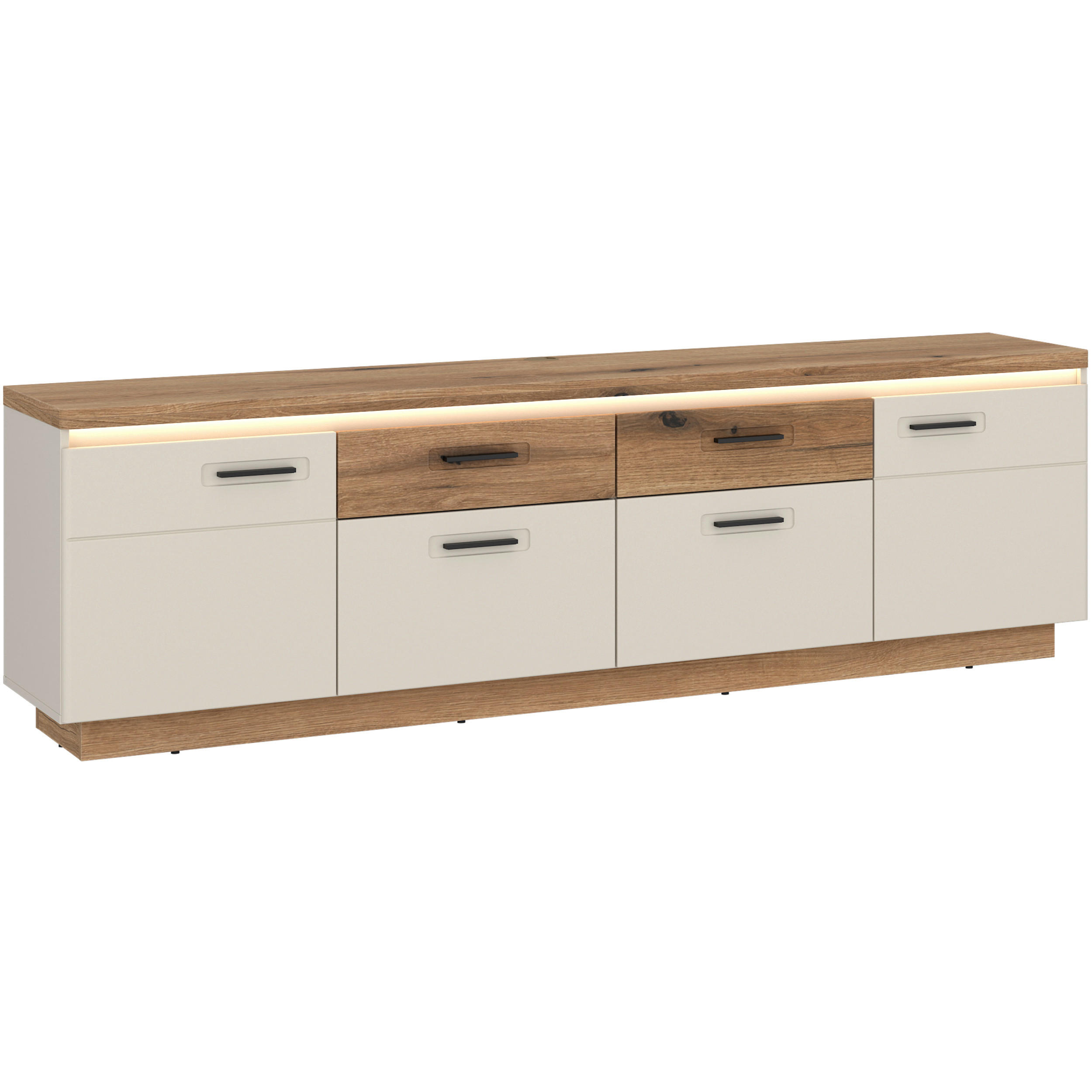 Comodă Tv 210/64,4/44,6 cm  - cașmir/culoare lemn stejar, Basics, plastic/metal (210/64,4/44,6cm) - Hom`in