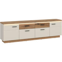 SKRINKA POD TV, farba duba, kašmírová, 210/64,4/44,6 cm - kašmírová/farba duba, Basics, kov/kompozitné drevo (210/64,4/44,6cm) - Hom`in