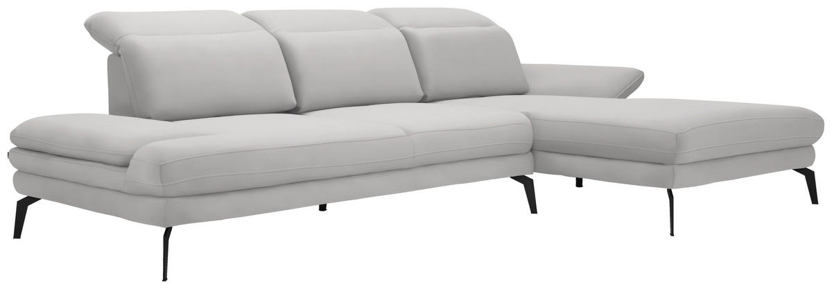 ECKSOFA in Flachgewebe Creme  - Creme/Schwarz, Design, Textil/Metall (289/180cm) - Stylife