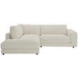 ECKSOFA in Cord Creme 224/265 cm - Creme/Schwarz, Design, Kunststoff/Textil (224/265cm) - Hom`in