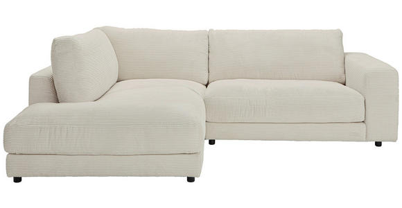 ECKSOFA in Cord Creme 224/265 cm - Creme/Schwarz, Design, Kunststoff/Textil (224/265cm) - Hom`in