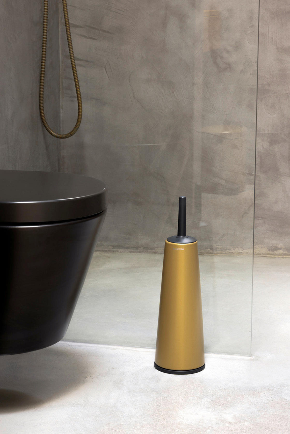 WC-GARNITURA S ŠČETKO - zlate barve/črna, Konvencionalno, kovina/umetna masa (12/42/12cm) - Brabantia