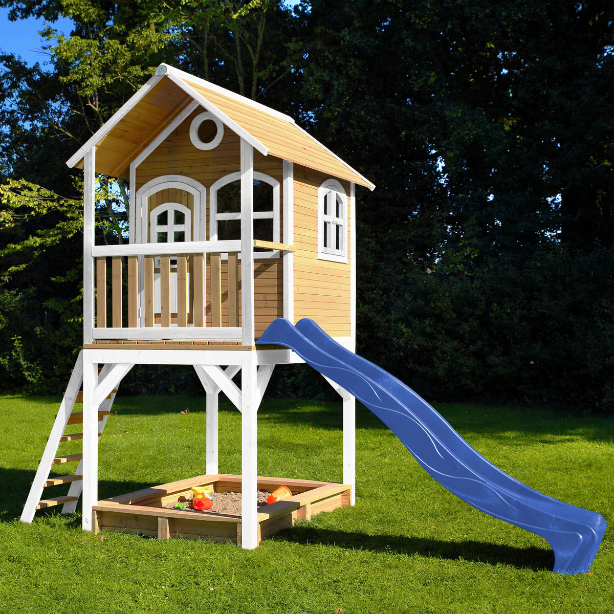 SPIELTURM 370/291/191 cm SPIELTURM SARAH  - Blau/Weiss, Konventionell, Holz/Kunststoff (370/291/191cm)