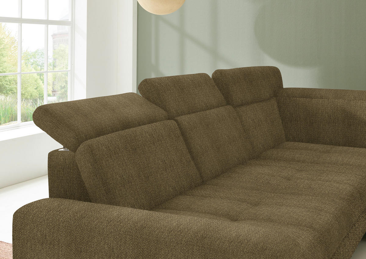 ECKSOFA in Chenille Grün  - Schwarz/Grün, Design, Textil/Metall (310/220cm) - Beldomo Style