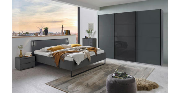 SCHWEBETÜRENSCHRANK  in Graphitfarben, Schwarz  - Schwarz/Graphitfarben, Design, Glas/Holzwerkstoff (270/208/65cm) - Carryhome