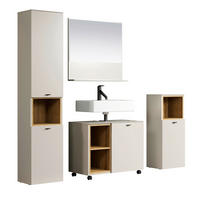 BADEZIMMER 4-teilig  in 180 cm  - Kaschmir/Schwarz, Trend, Holzwerkstoff/Kunststoff (180cm) - MID.YOU