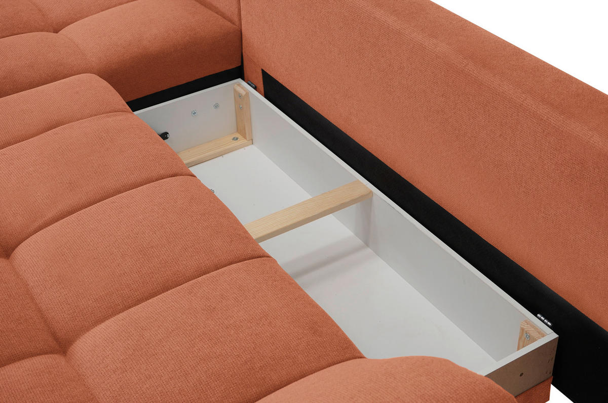 ECKSOFA Cognac Flachgewebe, Mikrofaser  - Chromfarben/Cognac, Design, Kunststoff/Textil (198/312cm) - Livetastic