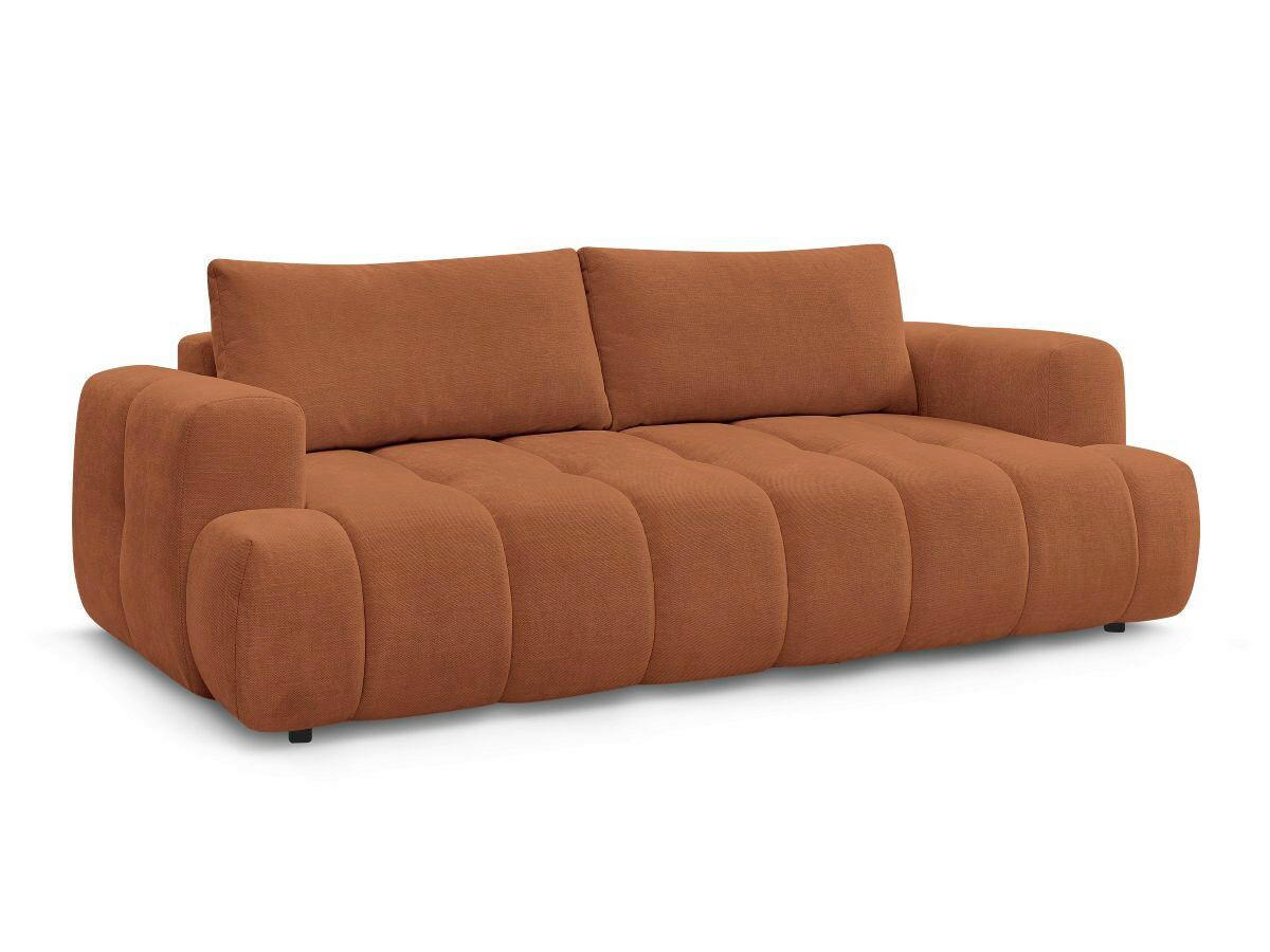 SCHLAFSOFA FUJI Leinenoptik Orange  inkl.  - Schwarz/Orange, MODERN, Kunststoff/Textil (251/113/88cm)