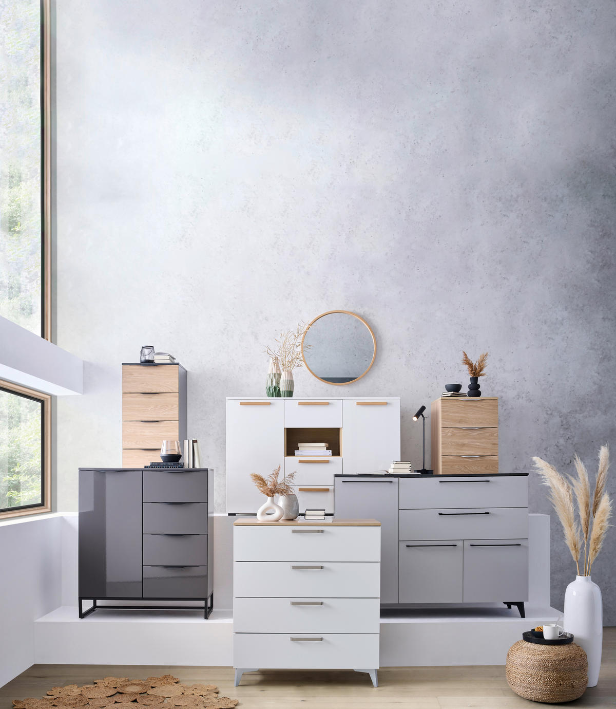 REGÁL, antracitová, 46/90/40 cm - černá/antracitová, Konvenční, kompozitní dřevo/plast (46/90/40cm) - Hom`in