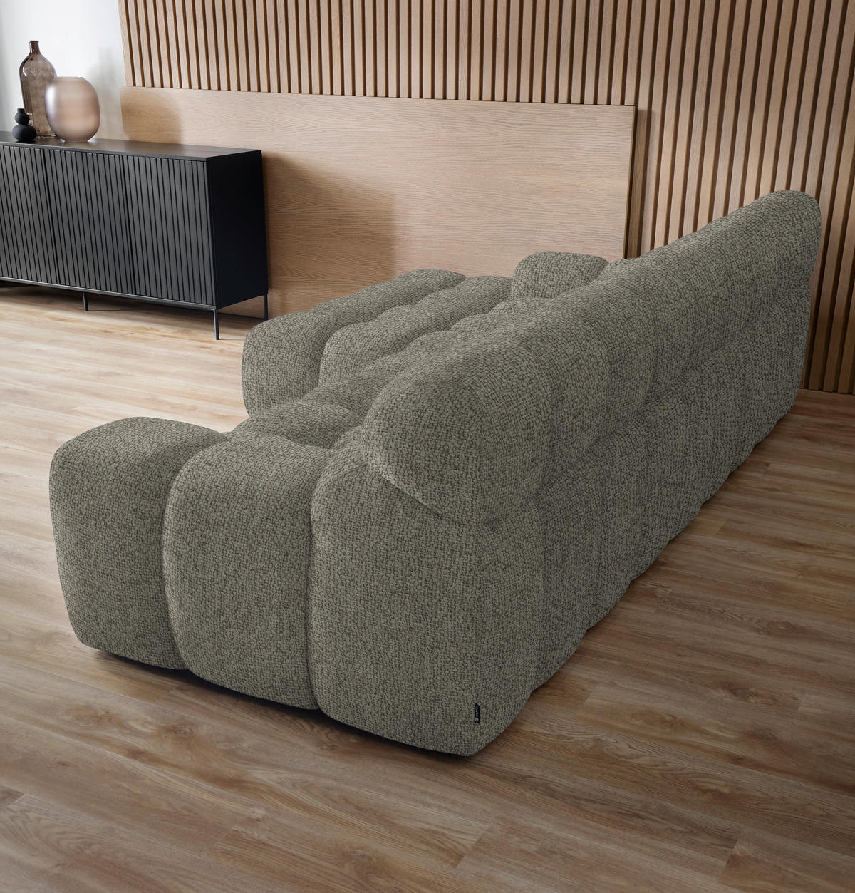 ECKSOFA in Webstoff Graubraun  180/297 cm  - Graubraun/Schwarz, MODERN, Kunststoff/Textil (180/297cm) - Welnova